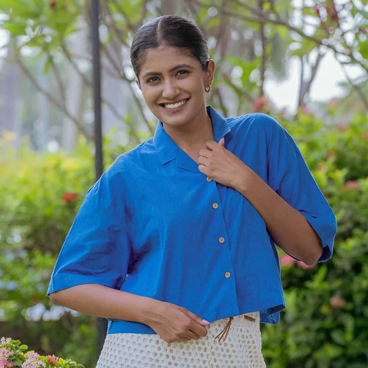 Blue Cropped Shirt