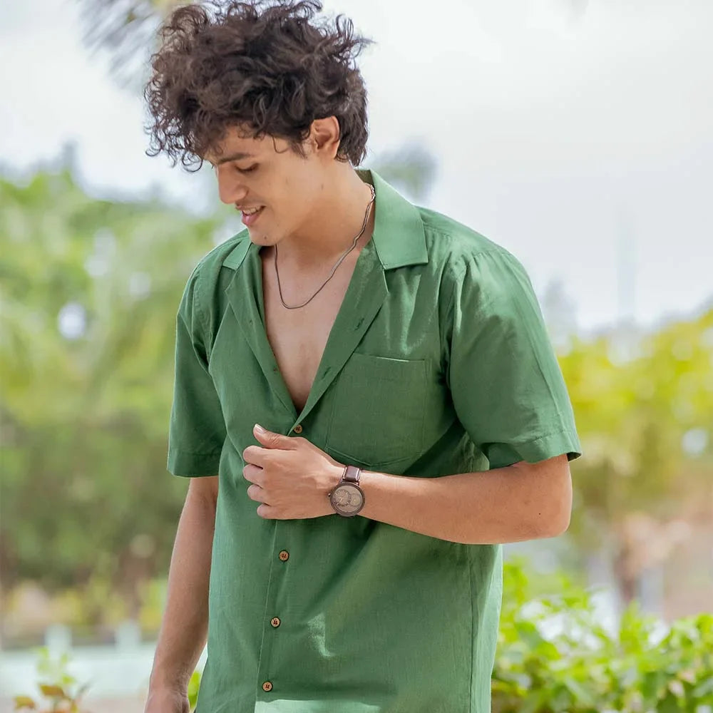 Dark Green Cuban Shirt