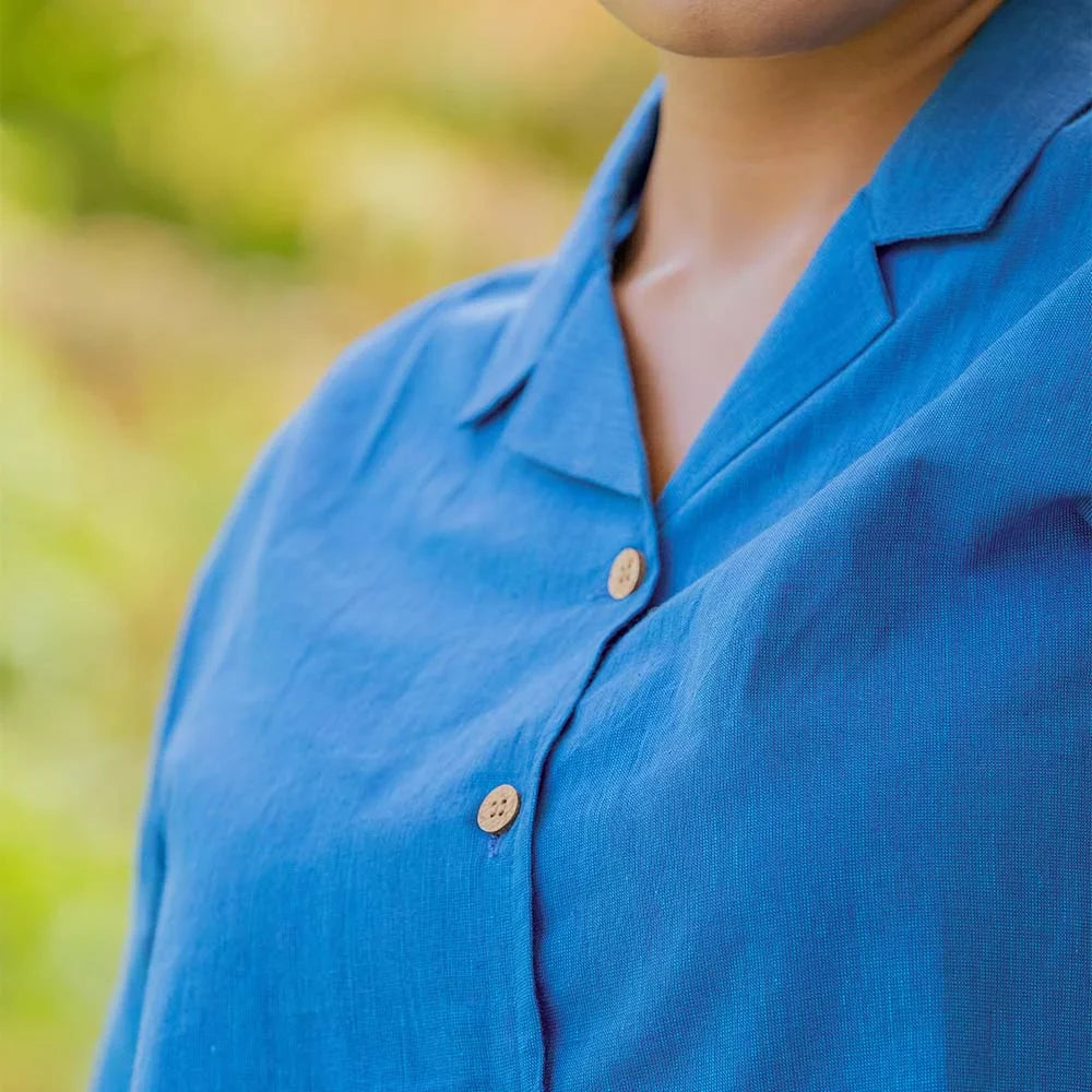Blue Cropped Shirt
